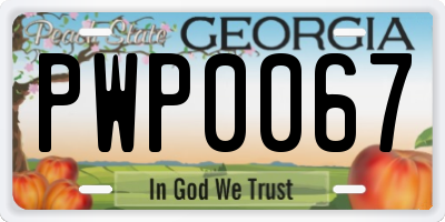 GA license plate PWP0067