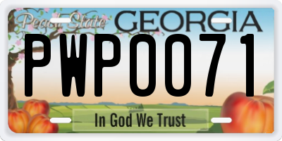 GA license plate PWP0071