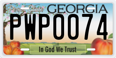 GA license plate PWP0074