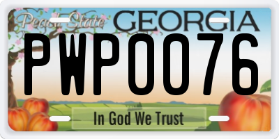 GA license plate PWP0076
