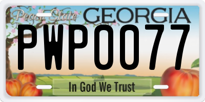 GA license plate PWP0077