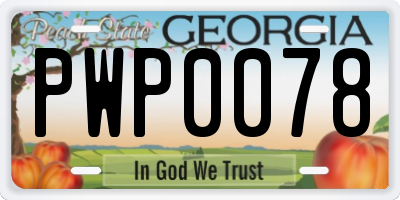 GA license plate PWP0078
