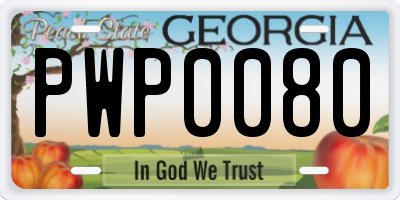GA license plate PWP0080