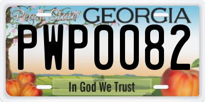 GA license plate PWP0082