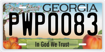 GA license plate PWP0083