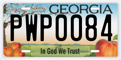 GA license plate PWP0084