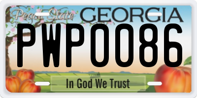 GA license plate PWP0086