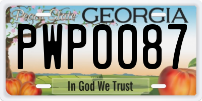 GA license plate PWP0087