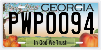 GA license plate PWP0094