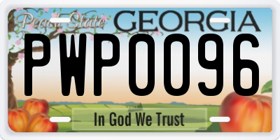 GA license plate PWP0096