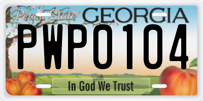 GA license plate PWP0104