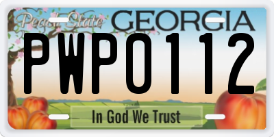 GA license plate PWP0112