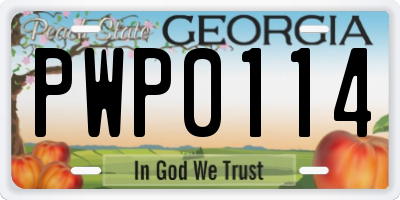 GA license plate PWP0114