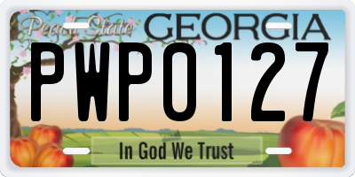 GA license plate PWP0127