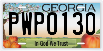GA license plate PWP0130