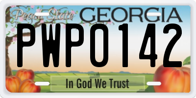 GA license plate PWP0142