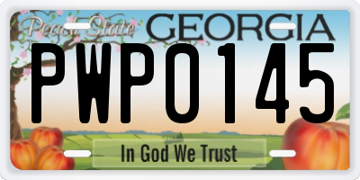 GA license plate PWP0145