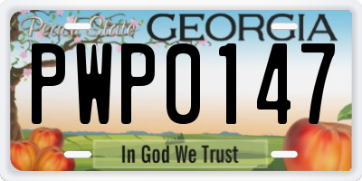 GA license plate PWP0147