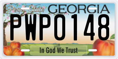 GA license plate PWP0148