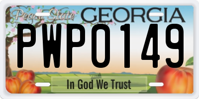 GA license plate PWP0149