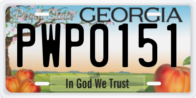 GA license plate PWP0151