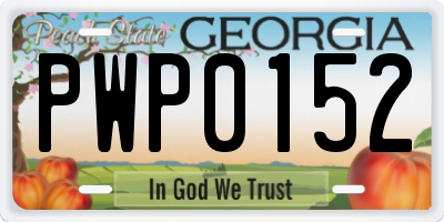 GA license plate PWP0152