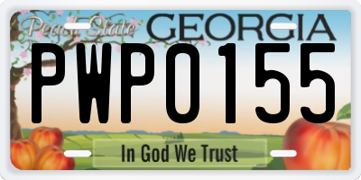 GA license plate PWP0155