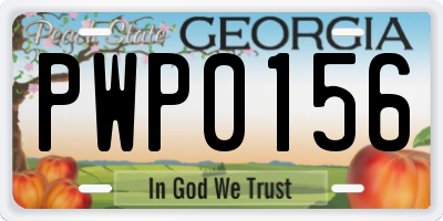 GA license plate PWP0156