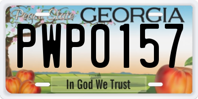 GA license plate PWP0157