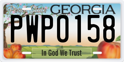 GA license plate PWP0158