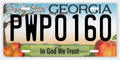 GA license plate PWP0160