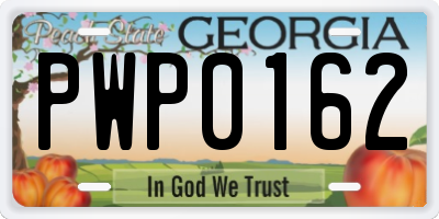GA license plate PWP0162