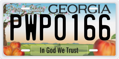 GA license plate PWP0166