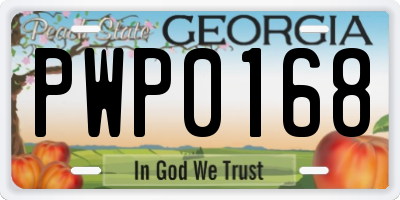 GA license plate PWP0168