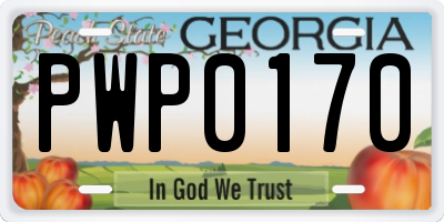 GA license plate PWP0170