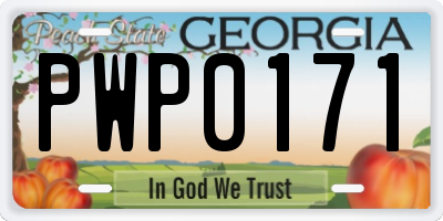 GA license plate PWP0171