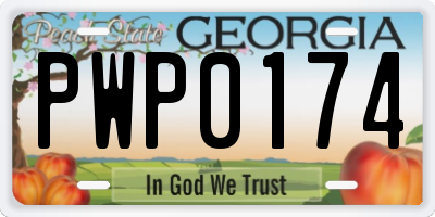 GA license plate PWP0174