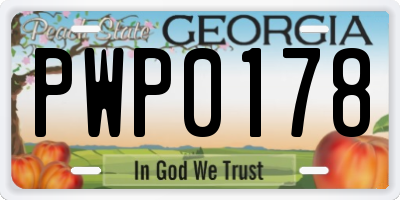 GA license plate PWP0178