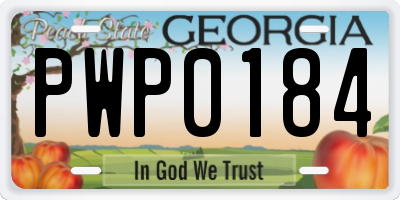 GA license plate PWP0184