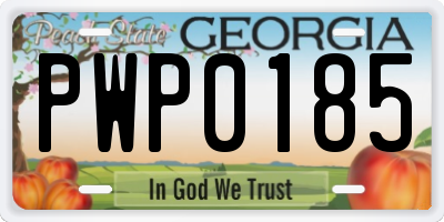GA license plate PWP0185