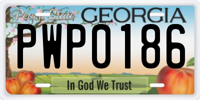 GA license plate PWP0186
