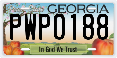 GA license plate PWP0188