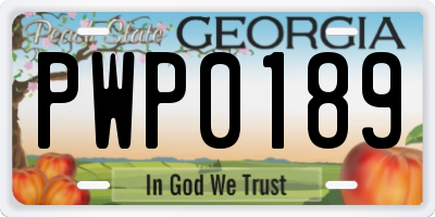 GA license plate PWP0189