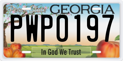 GA license plate PWP0197