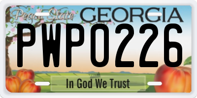 GA license plate PWP0226