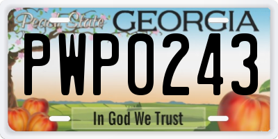 GA license plate PWP0243