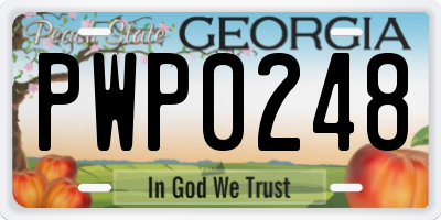 GA license plate PWP0248