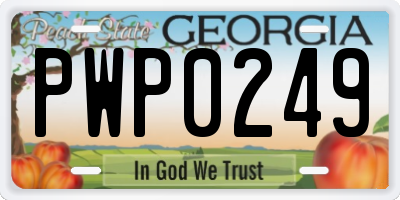 GA license plate PWP0249