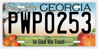 GA license plate PWP0253
