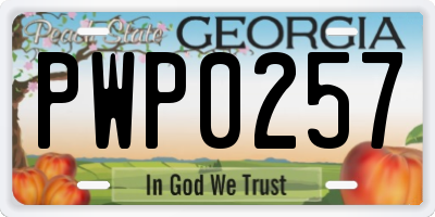 GA license plate PWP0257